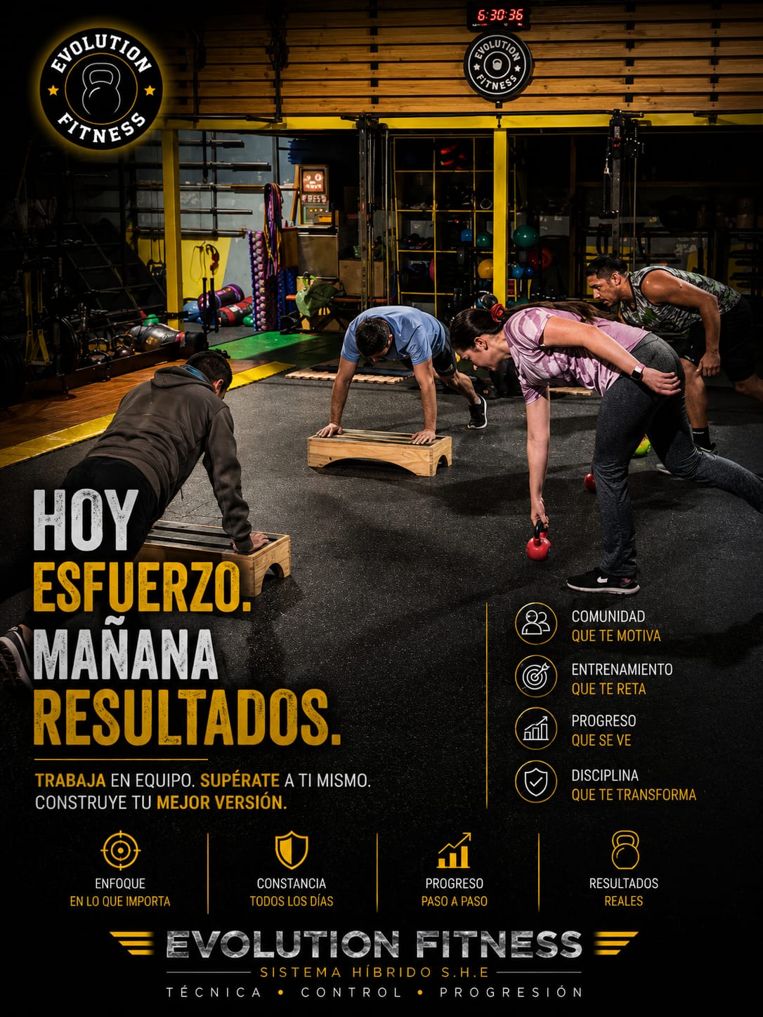 Entrenamiento grupal con dirección técnica en Evolution Fitness