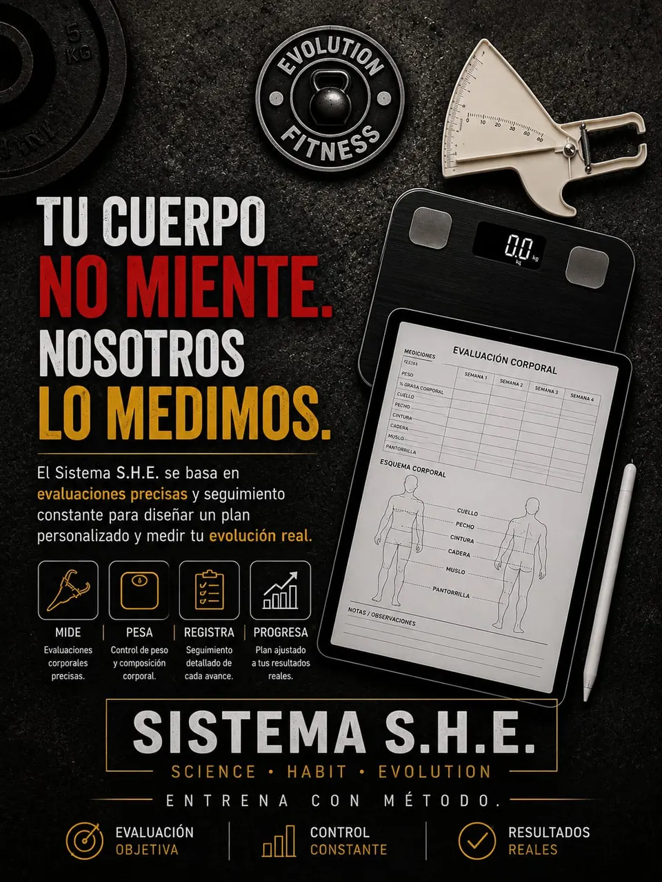 Pieza educativa sobre medición y progreso dentro del Sistema S.H.E.