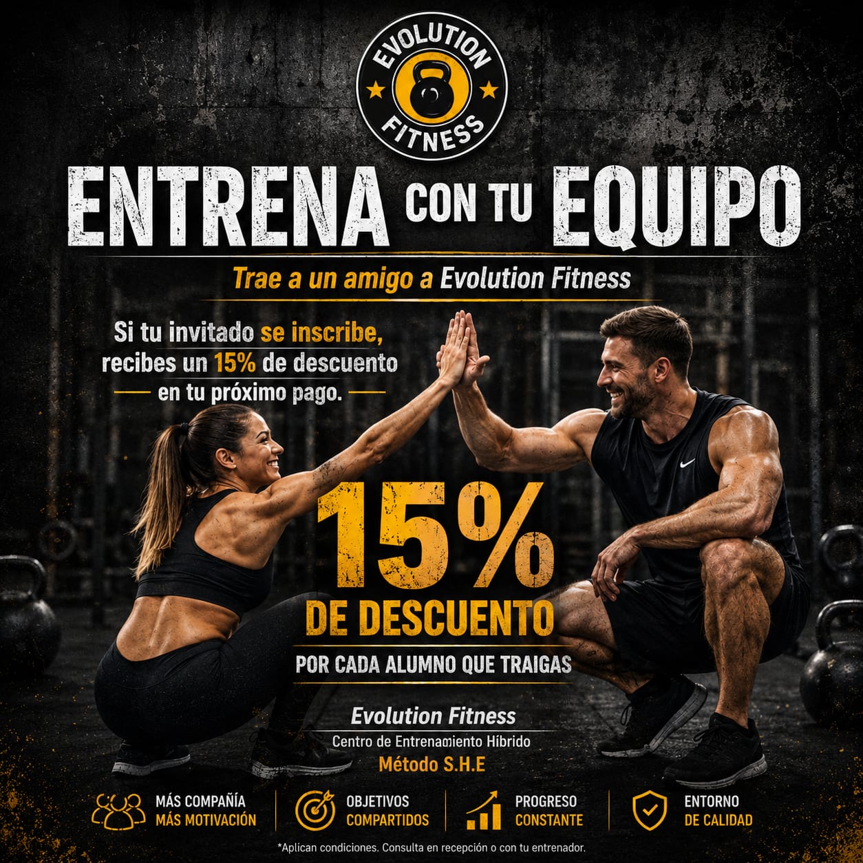 Beneficio entrena con tu equipo en Evolution Fitness