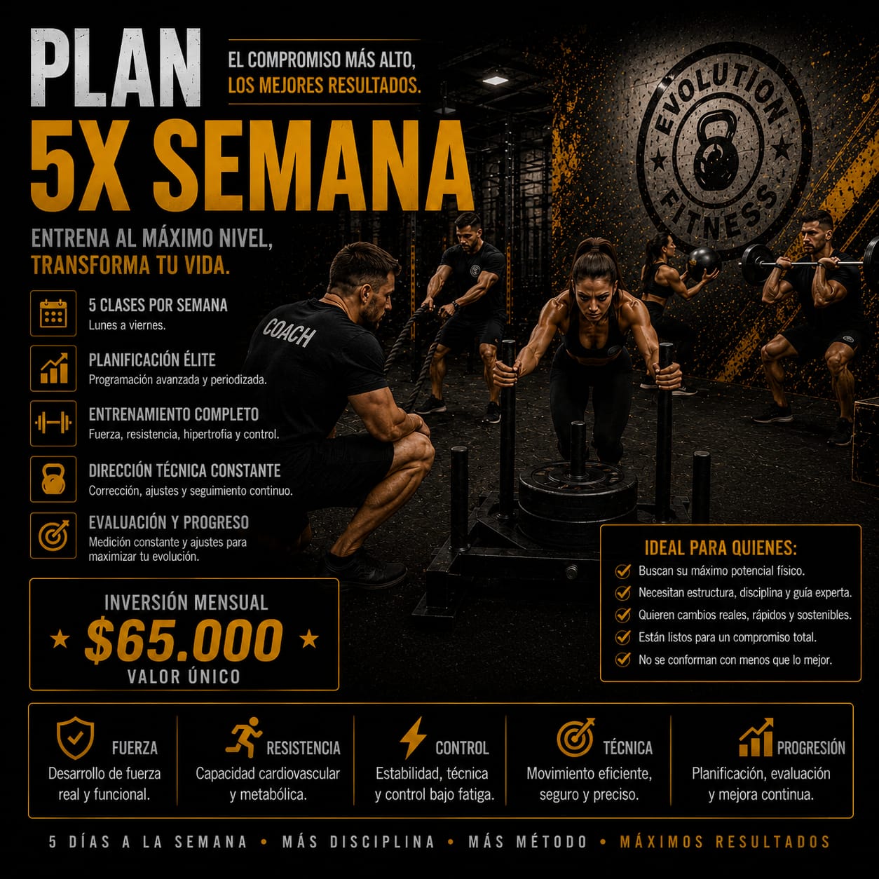 Plan 5x semana Evolution Fitness