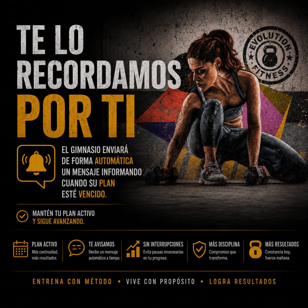 Recordatorio de plan activo Evolution Fitness